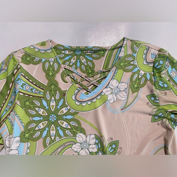 NEW Allison Daley Embellished Paisley Print 3/4 Sleeve Crisscross Top $59 - Picture 6 of 9
